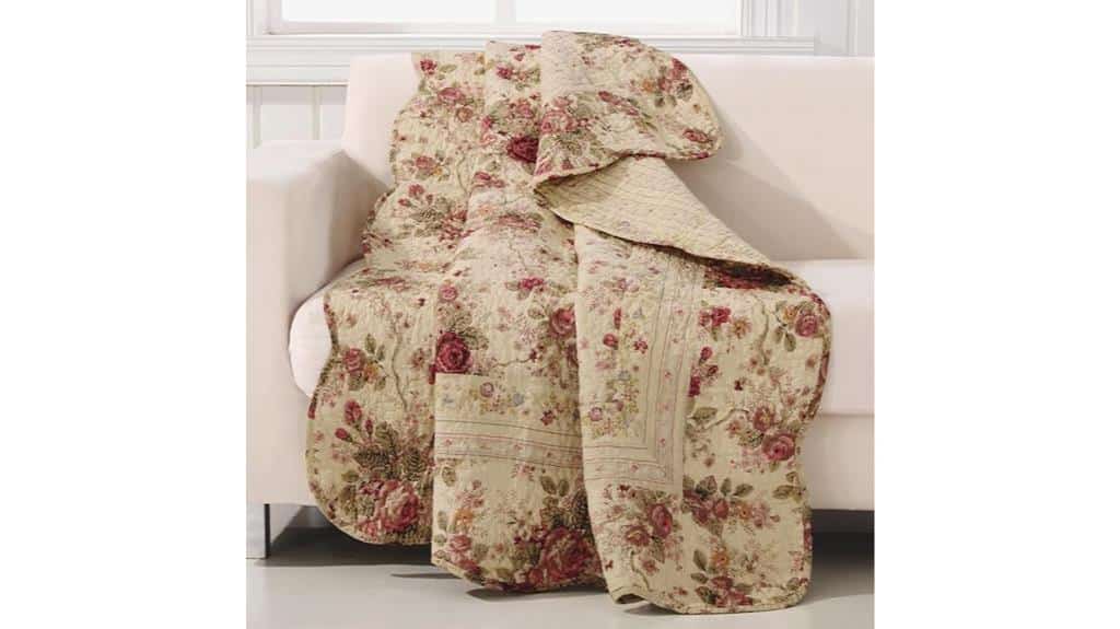 antique rose quilted throw