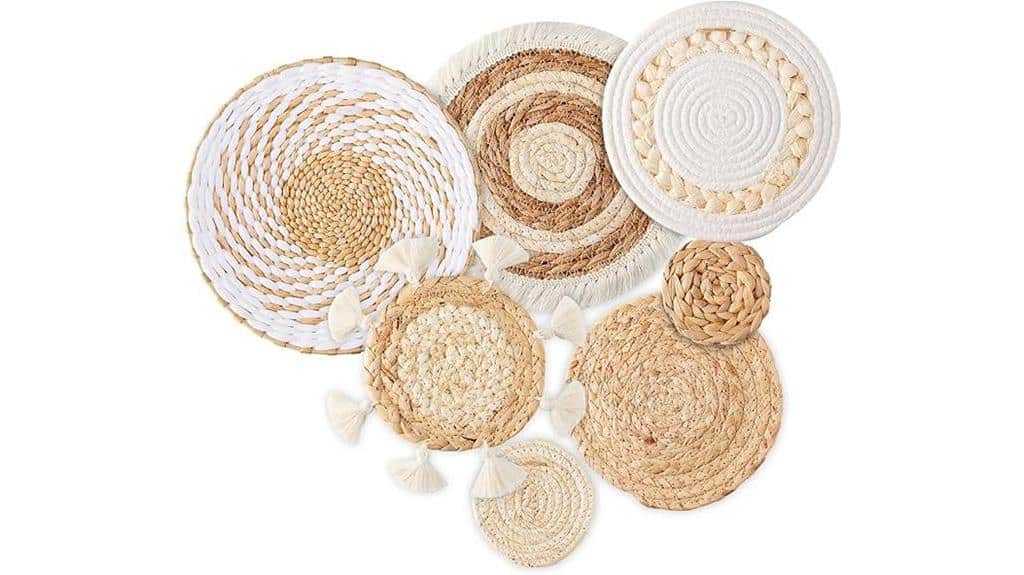 boho rattan wall baskets