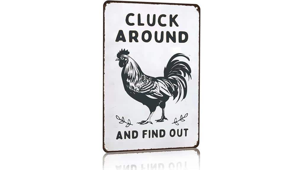 humorous chicken tin sign