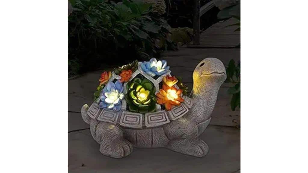 led turtle statue garden