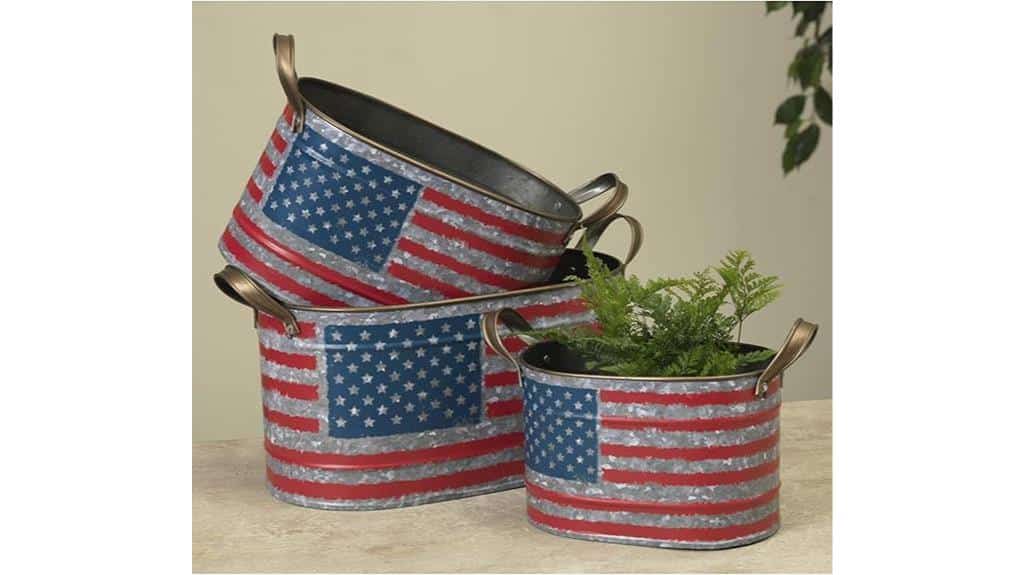 nesting american flag buckets