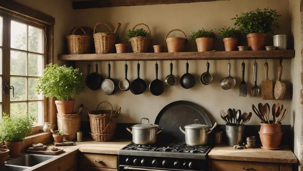 rustic wood shelves display