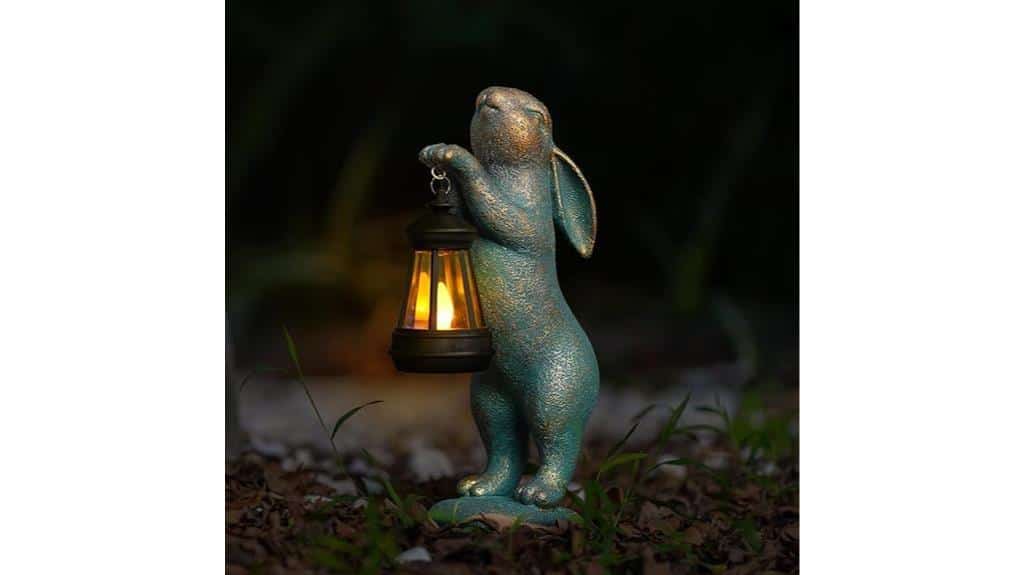 solar lantern rabbit statue