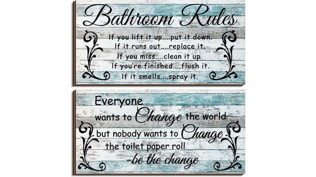 teal bathroom signs set