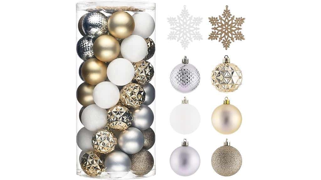 white and gold ornaments