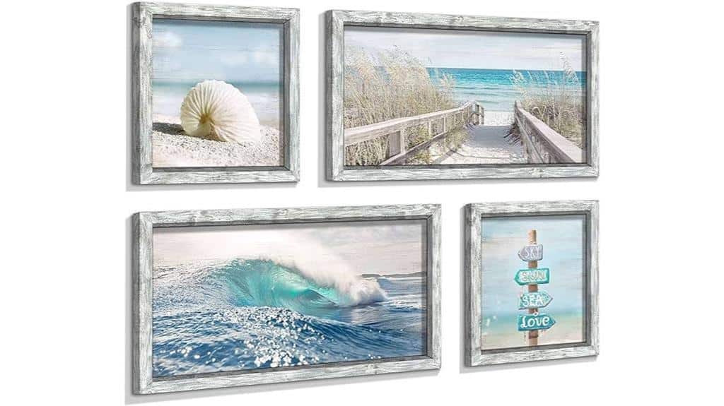 wooden framed ocean art