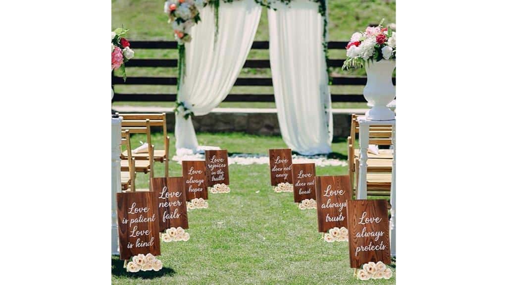 wooden wedding aisle signs