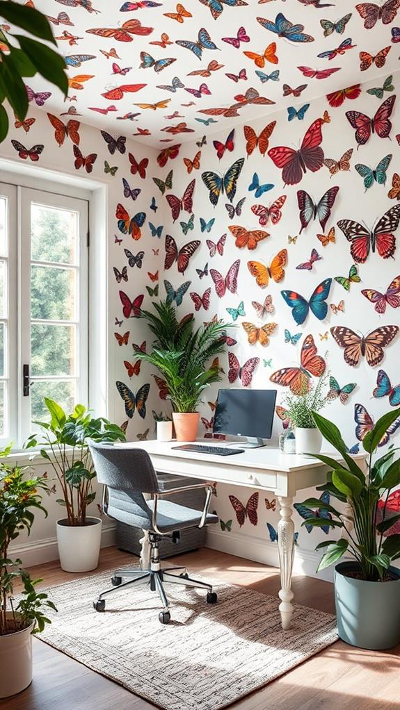 butterfly inspired workspace decor