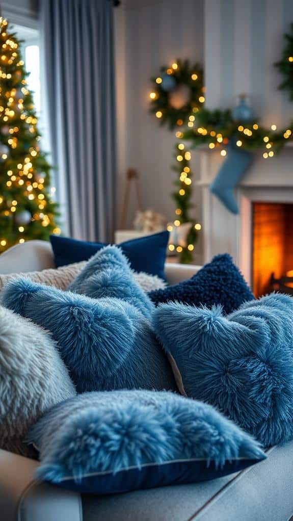 comfy blue accent cushions