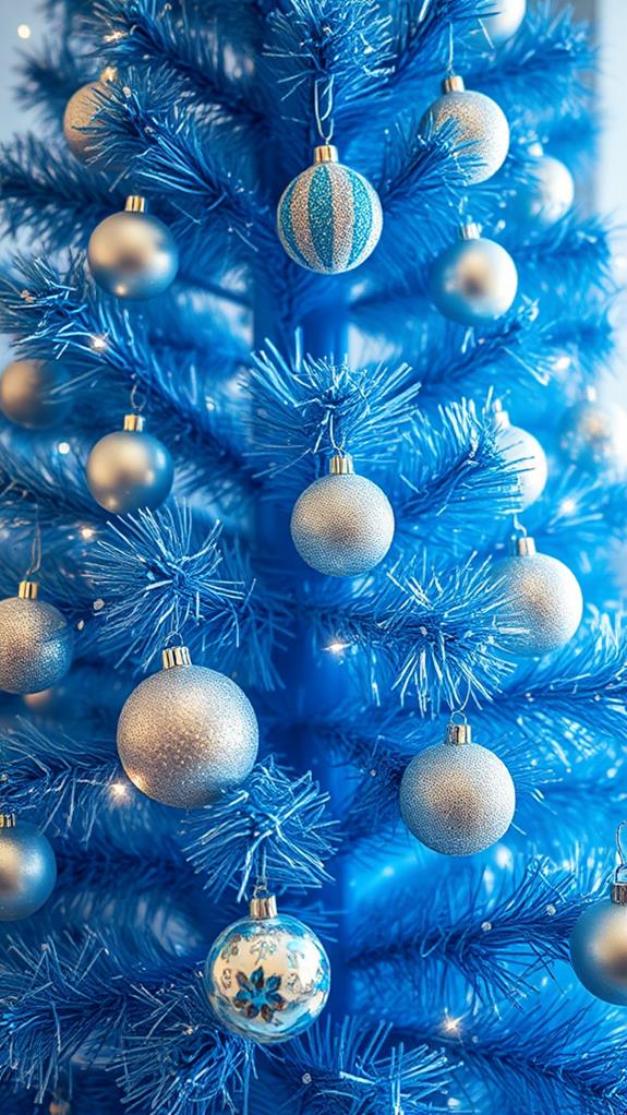 decorative silver blue ornaments