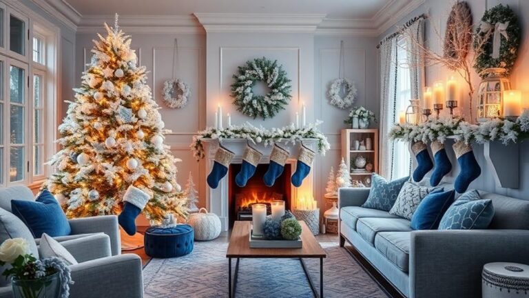 elegant blue white christmas decor