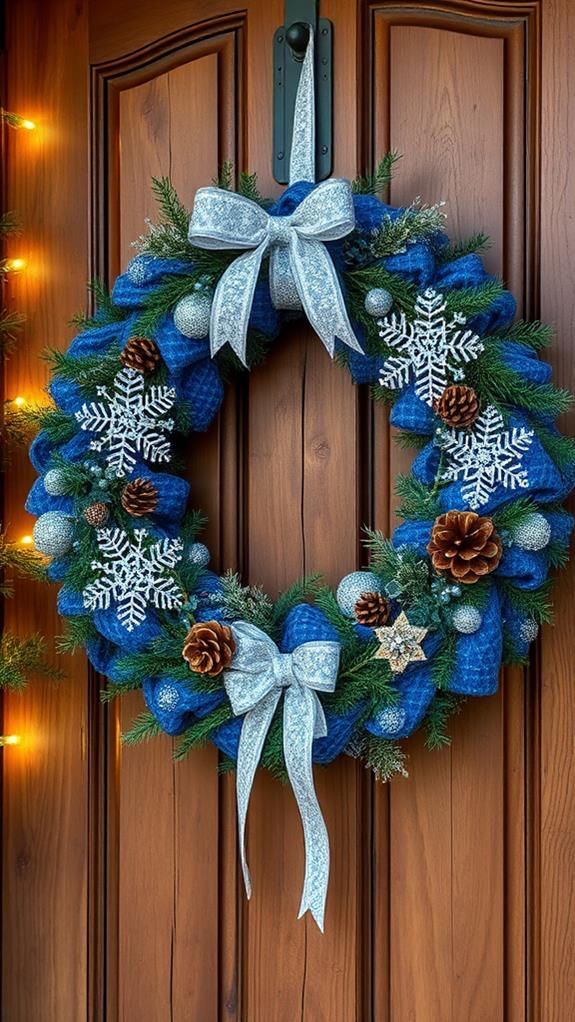 holiday decor blue wreaths