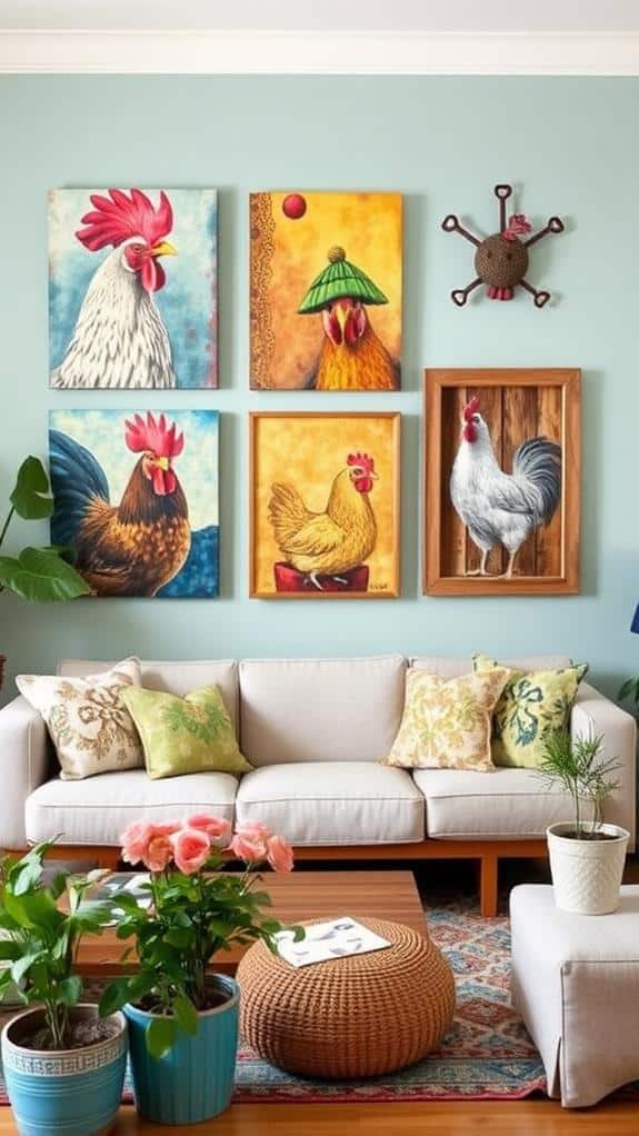 quirky poultry canvas decor