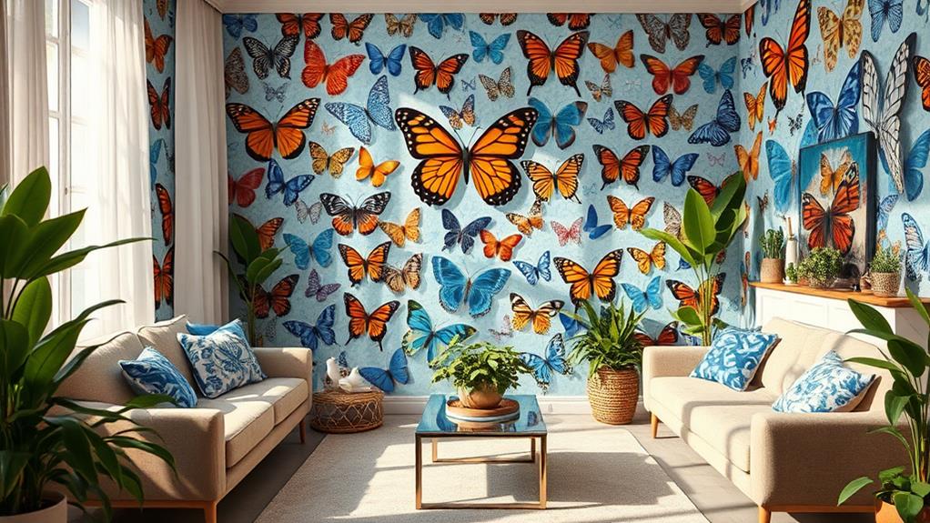 vibrant butterfly wallpaper decor