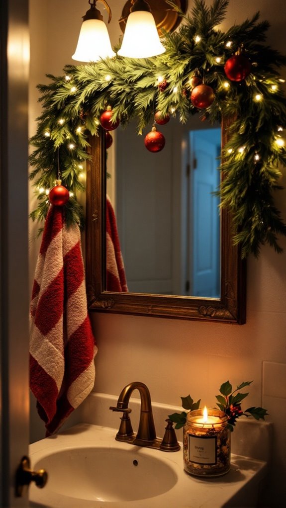 cozy holiday bathroom accents