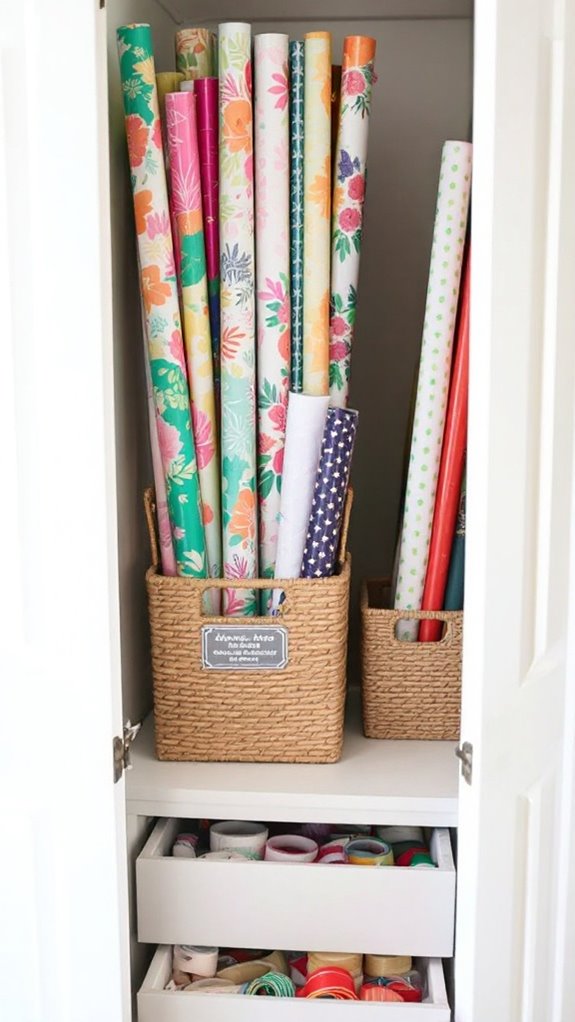 creative wrapping paper organization