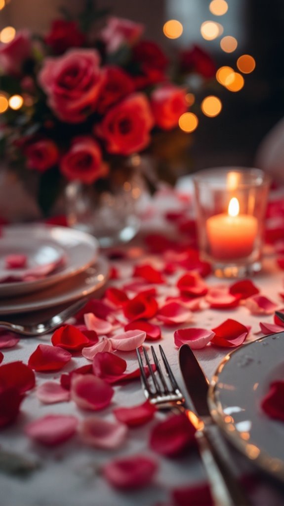 table decor with petals