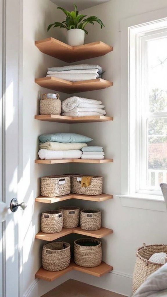 utilize corner shelves efficiently