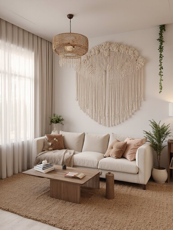 boho inspired macram wall art