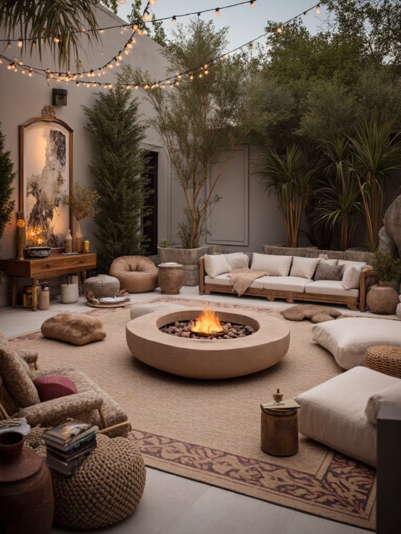 cozy boho fire pit
