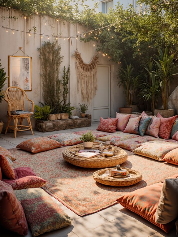 cozy boho outdoor seating