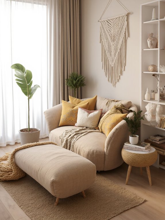 cozy boho reading nook