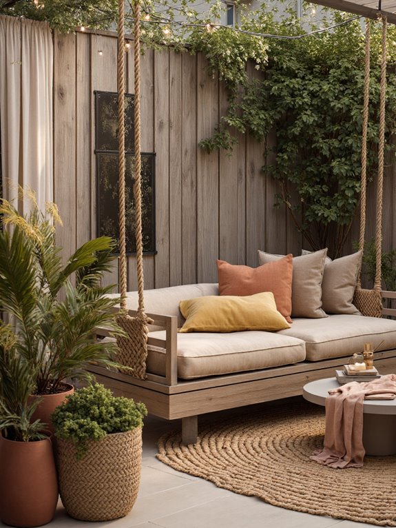 cozy wooden swing addition