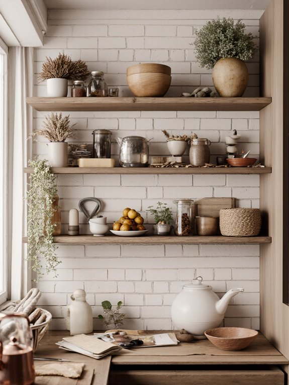 eclectic open shelving decor