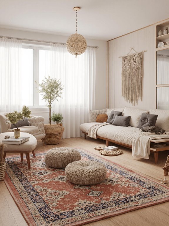 layering textured boho rugs