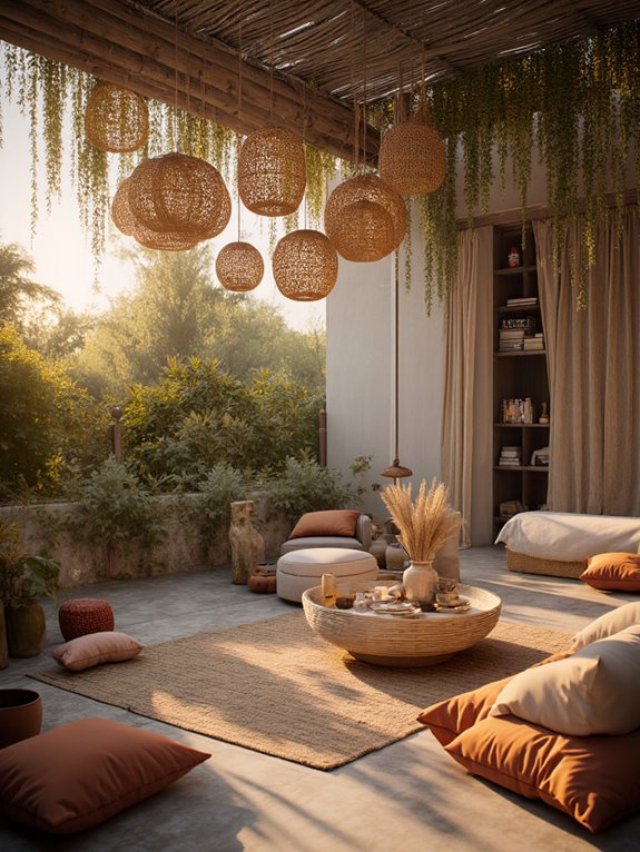 natural rattan lanterns enhance