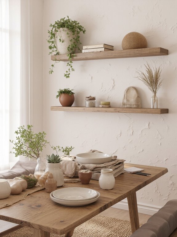 rustic floating wooden shelf
