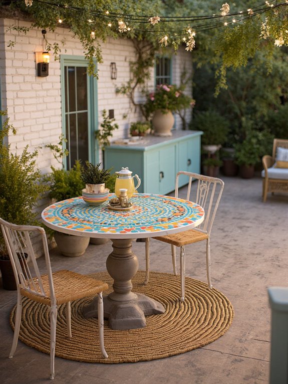 vibrant mosaic table design