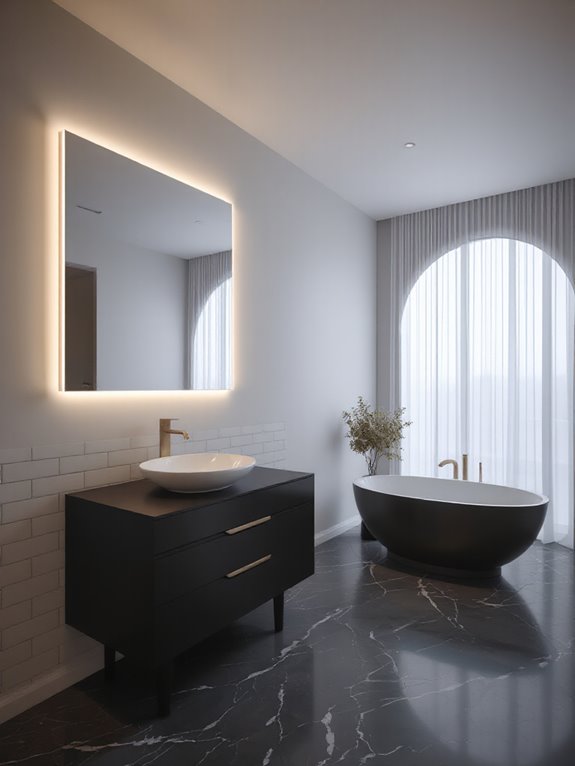 backlit mirrors enhance ambience