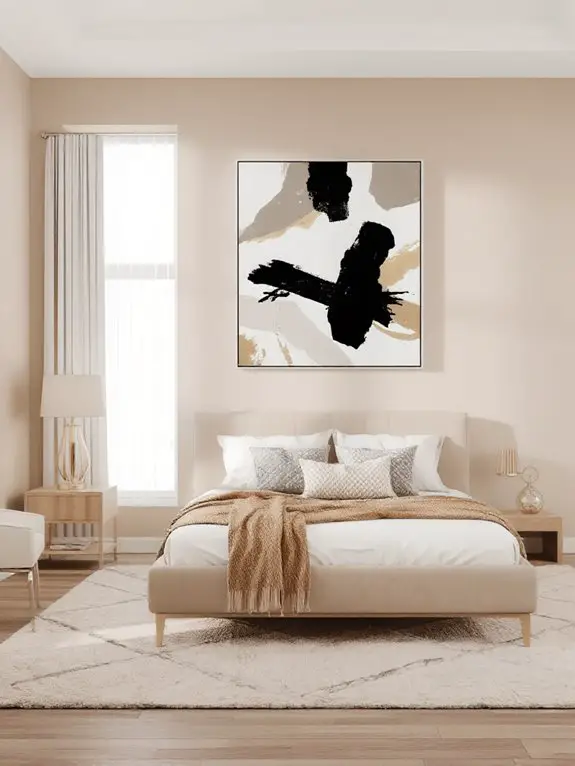 beige backdrop bold artwork