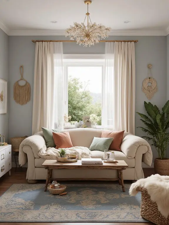 blue bohemian living spaces
