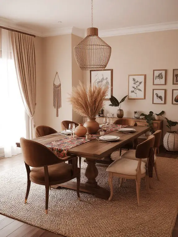 bohemian style dining decor