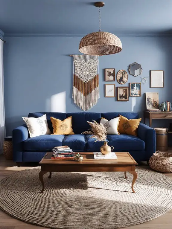 boho blues with warmth