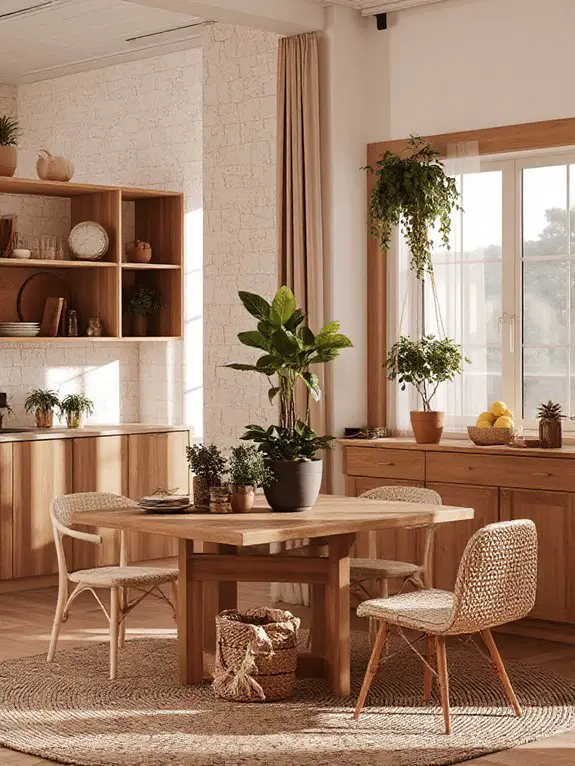 boho kitchen plant decor