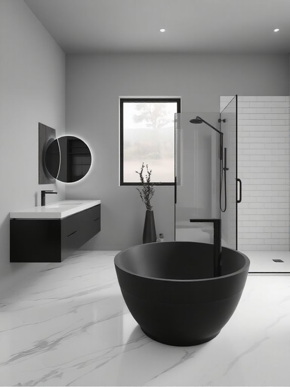 bold black bathroom fixtures