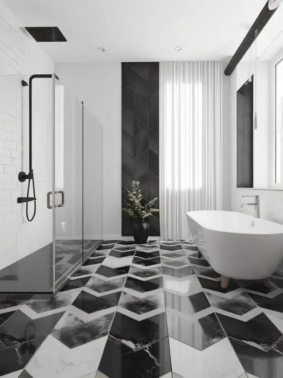 bold geometric tile accents