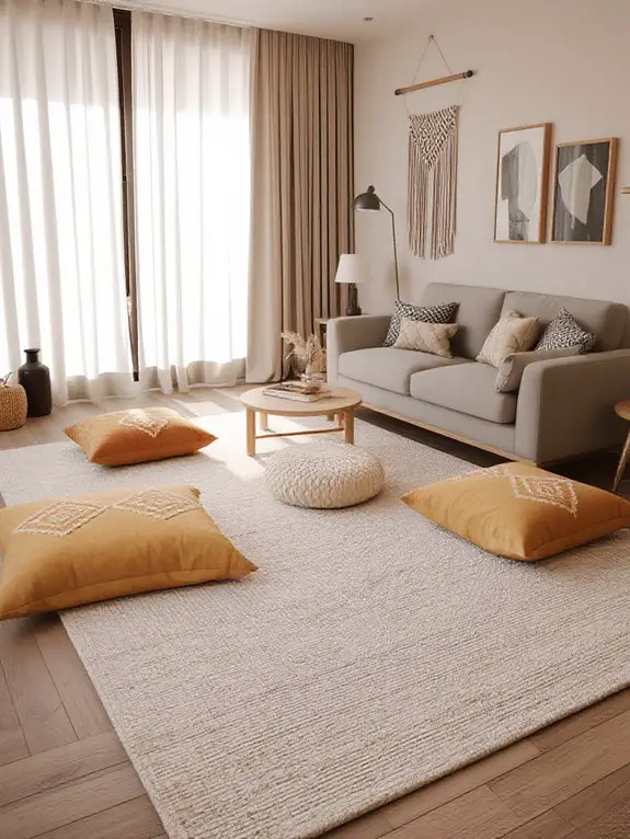 casual seating with poufs