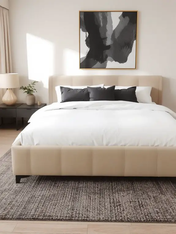 charcoal accents enhance beige