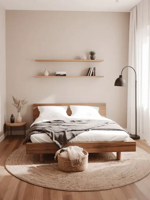 clutter free minimalist shelf decor