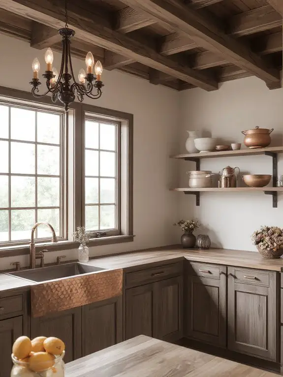 copper accents enhance warmth