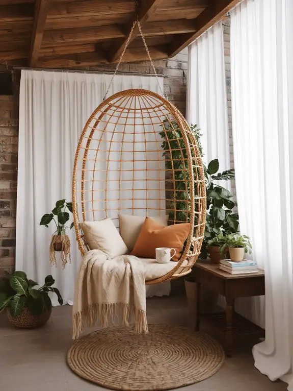 cozy boho hanging chair
