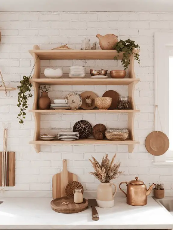 eclectic open shelving decor