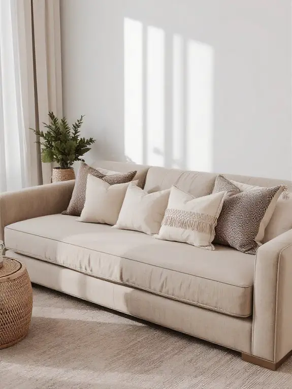 eclectic throw pillow arrangement