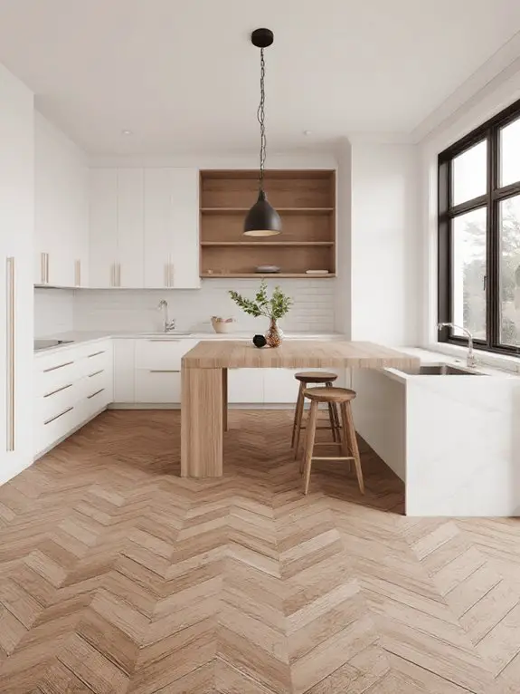 elegant herringbone tile flooring