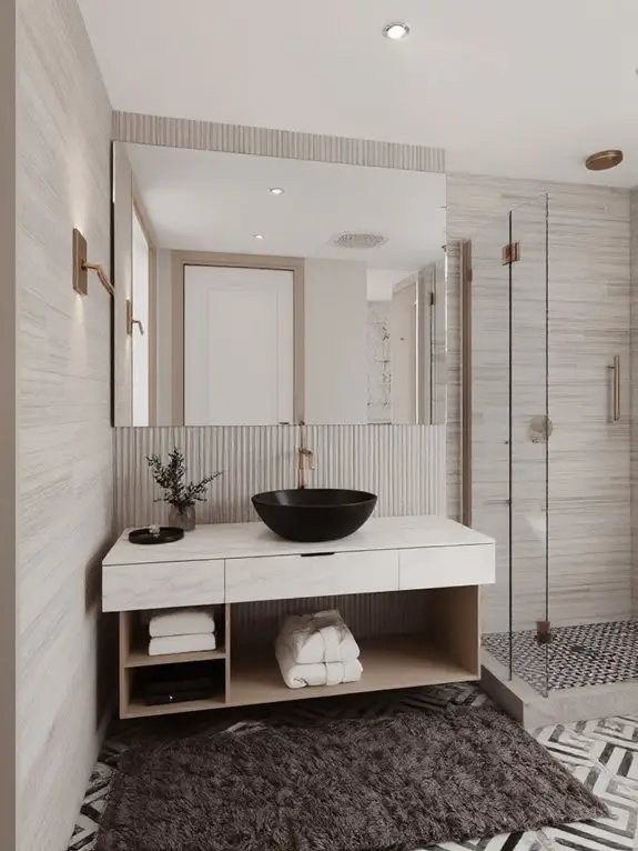 elevate bathroom with statement mirror
