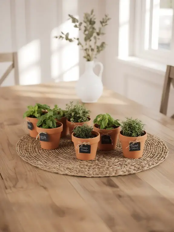 fresh herbs in pots